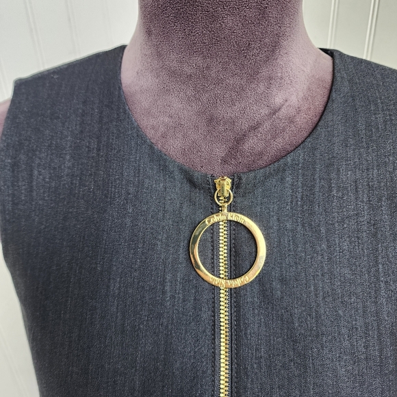 Calvin Klein Womens Blue Denim Chambray Sleeveless Sheath Midi Dress Bodycon 4 - Picture 4 of 16